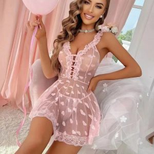 Sexy Lingerie for Woman Transparent Babydoll Lace Teddy Dress Erotic  Sleepwear