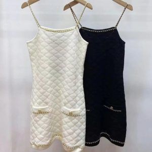 Luxury Brand Design Summer New In Chain Slip Dress For Women Evening Party Largos Sexy Vestidos Short Mini Skirts Clothing